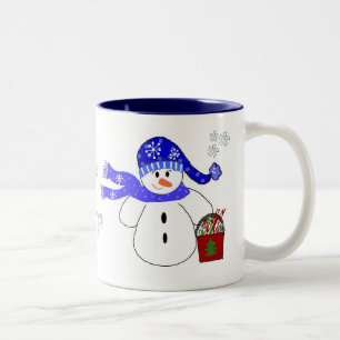 Caneca De Café Em Dois Tons Holiday Snowman Com Doces