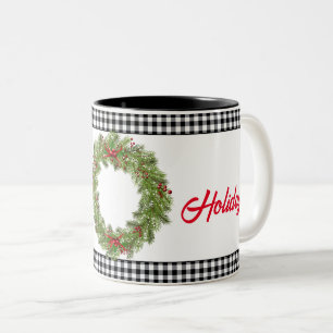 Caneca De Café Em Dois Tons Holiday Wreath Mug