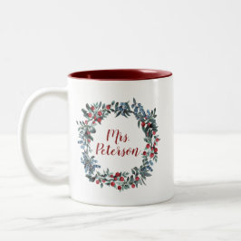 Caneca De Café Em Dois Tons Holidays Christmas Berries Wreath