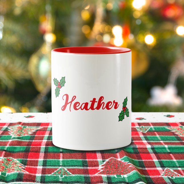Caneca De Café Em Dois Tons Holly Christmas Mug (Criador carregado)