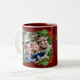 Caneca De Café Em Dois Tons Holly e Berries Foto de Natal Mug