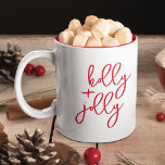 Caneca De Café Em Dois Tons Holly Jolly Modern Cute Script Minimalist Holiday<br><div class="desc">Sip em estilo com nossa Holly Jolly Mug! ☕️ Adicione seu texto personalizado para um toque pessoal. Entre no espírito de férias com cada gole! 🎅 #HollyJollyMug #HolidayCheers</div>