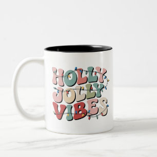 Caneca De Café Em Dois Tons Holly Jolly Natal Gift Family Feriado Natal