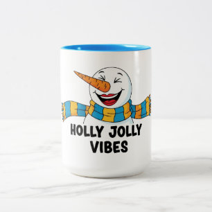Caneca De Café Em Dois Tons Holly Jolly Vibes Boneco de Neve
