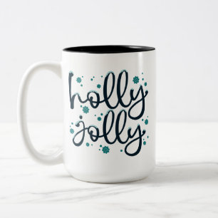 Caneca De Café Em Dois Tons Holly Jolly Winter Xmas Holiday Season Gift