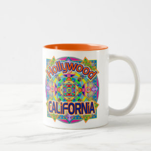 Caneca De Café Em Dois Tons Hollywood CALIFÓRNIA Happy Mug
