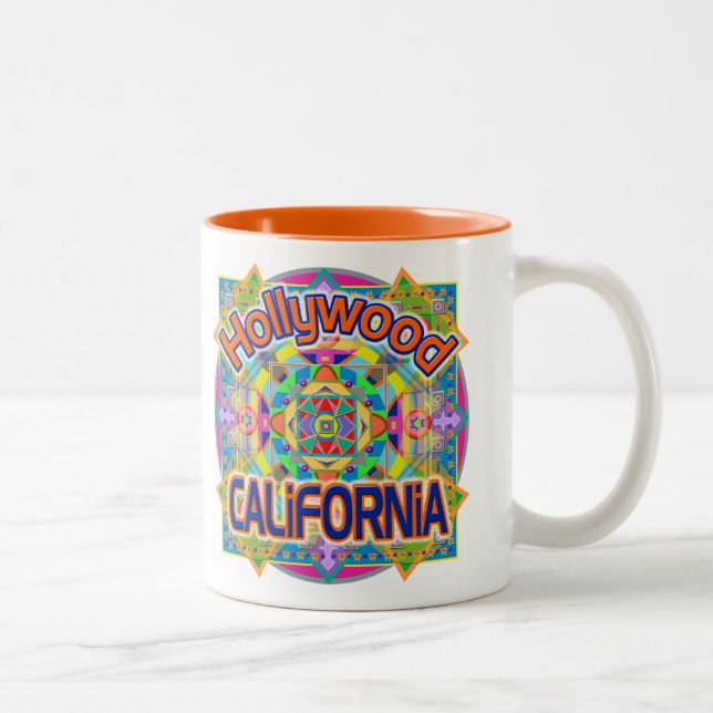 Caneca De Café Em Dois Tons Hollywood CALIFÓRNIA Happy Mug (Direita)