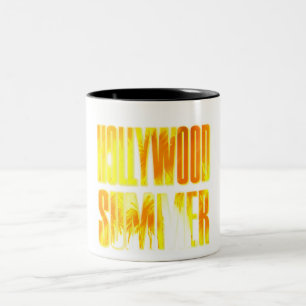 Caneca De Café Em Dois Tons "Hollywood Summer" - Letra Amarela Laranja Taça