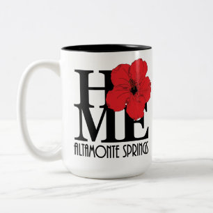 Caneca De Café Em Dois Tons HOME Altamonte Primaveras Red Hibiscus 15oz