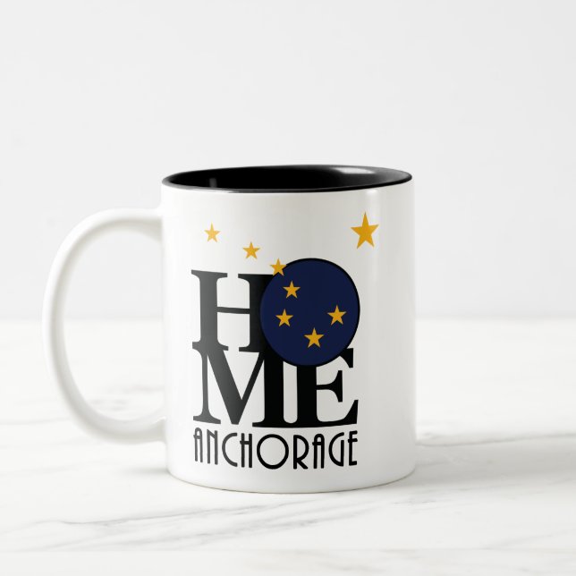 Caneca De Café Em Dois Tons Home Anchorage Alaska 11oz (Esquerda)