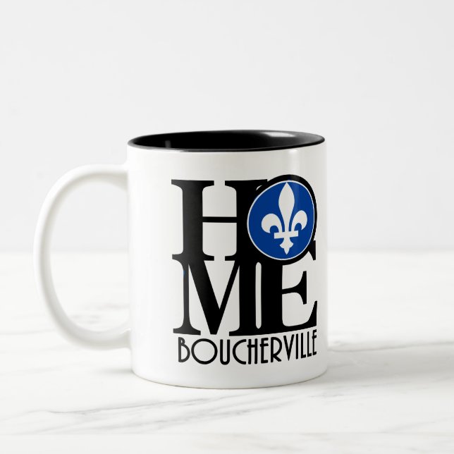 Caneca De Café Em Dois Tons HOME Boucherville Quebec 11oz (Esquerda)