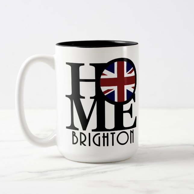 Caneca De Café Em Dois Tons HOME Brighton England 15oz (Esquerda)