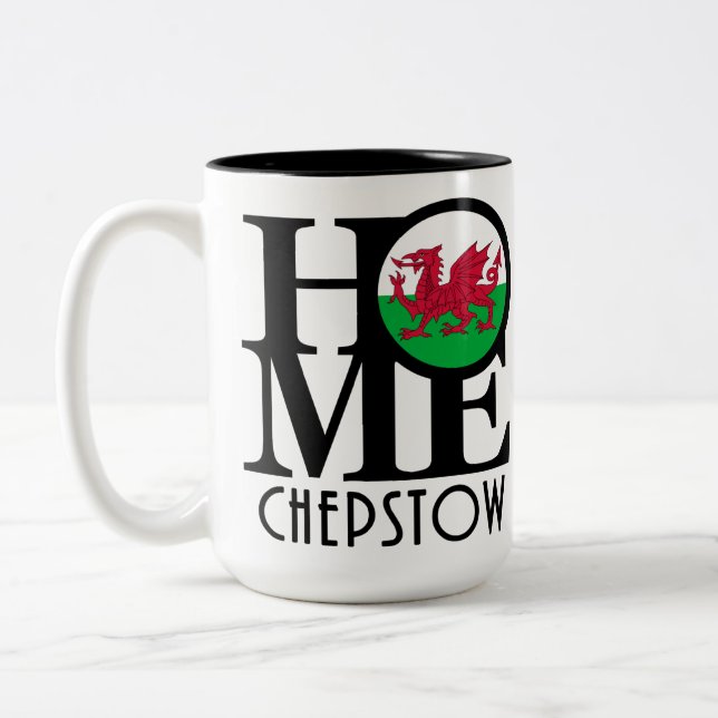 Caneca De Café Em Dois Tons HOME Chepstow Wales 15oz (Esquerda)