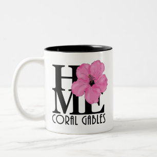 Caneca De Café Em Dois Tons HOME Coral Gables Pink Hibiscus 11oz