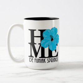 Caneca De Café Em Dois Tons HOME De FuniakSprings 15oz Blue Hibiscus