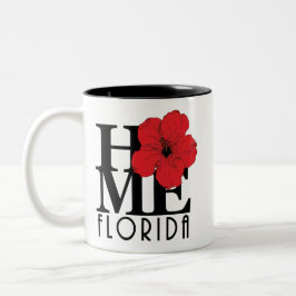 Caneca De Café Em Dois Tons HOME Florida 11oz Red Hibiscus
