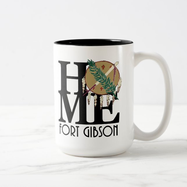 Caneca De Café Em Dois Tons HOME Fort Gibson Oklahoma 15oz (Direita)