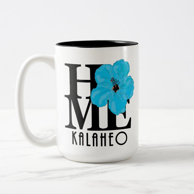 Caneca De Café Em Dois Tons HOME Kalaheo Blue Hibiscus ‘15oz (Esquerda)