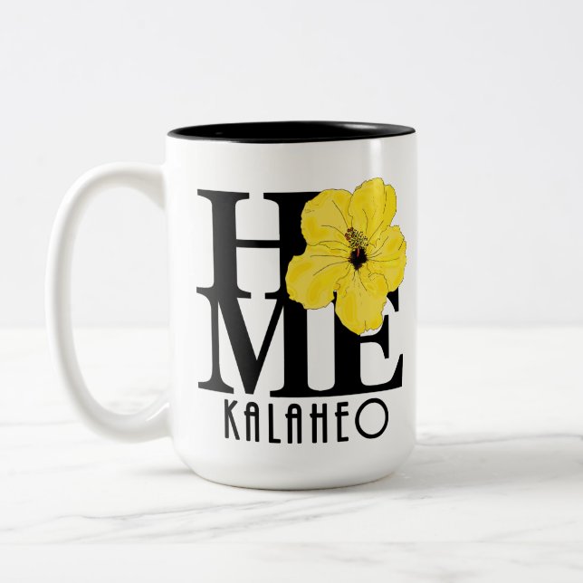Caneca De Café Em Dois Tons HOME Kalaheo Yellow Hibiscus 15oz (Esquerda)