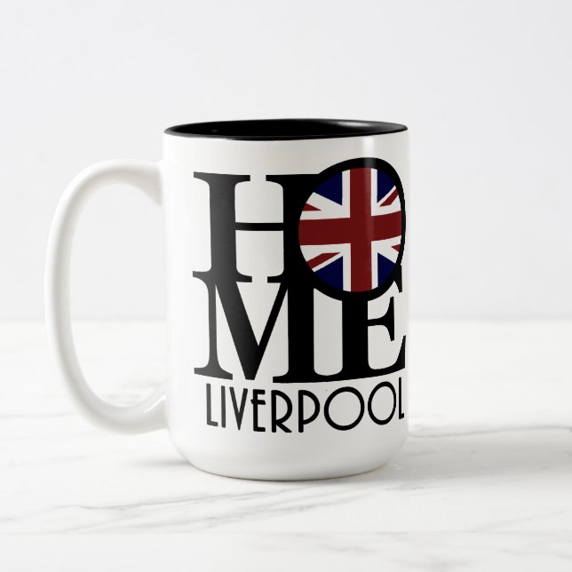 Caneca De Café Em Dois Tons HOME Liverpool (UK Flag) 15oz (Esquerda)
