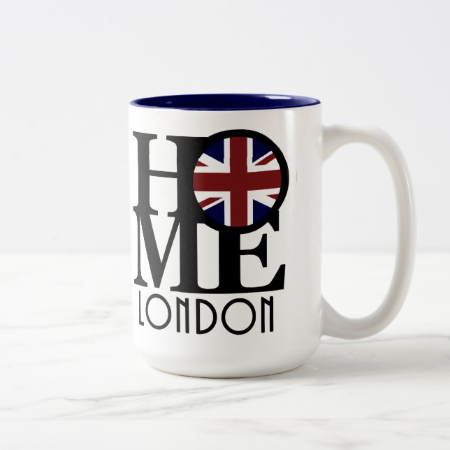 Caneca De Café Em Dois Tons HOME London 15oz (bandeira do Reino Unido) (Direita)
