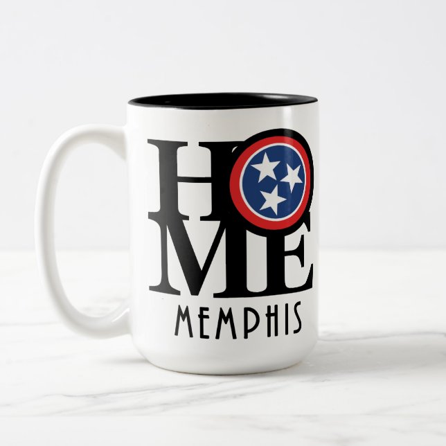 Caneca De Café Em Dois Tons HOME Memphis Tennessee 15oz (Esquerda)