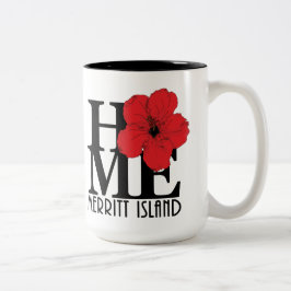 Caneca De Café Em Dois Tons HOME Merritt Island 15oz (hibisco vermelho)