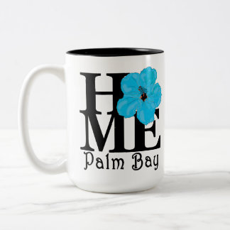 Caneca De Café Em Dois Tons HOME Palm Bay Blue Hibiscus 15 oz