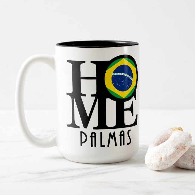 Caneca De Café Em Dois Tons HOME Palmas 15oz (Com Donut)