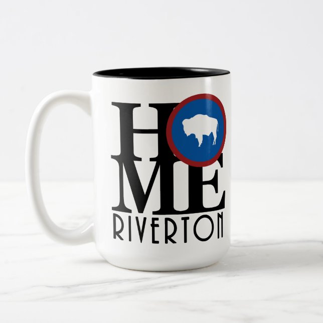 Caneca De Café Em Dois Tons HOME Riverton Wyoming 15oz (Esquerda)