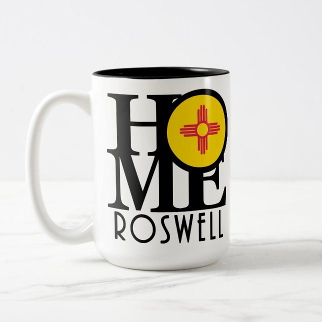 Caneca De Café Em Dois Tons HOME Roswell New Mesico 15oz (Esquerda)