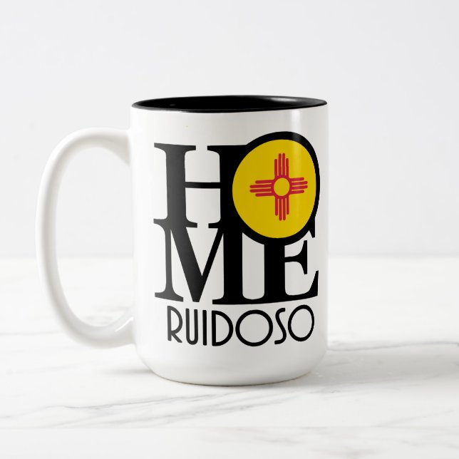 Caneca De Café Em Dois Tons HOME Ruidoso, NM 15oz (Esquerda)