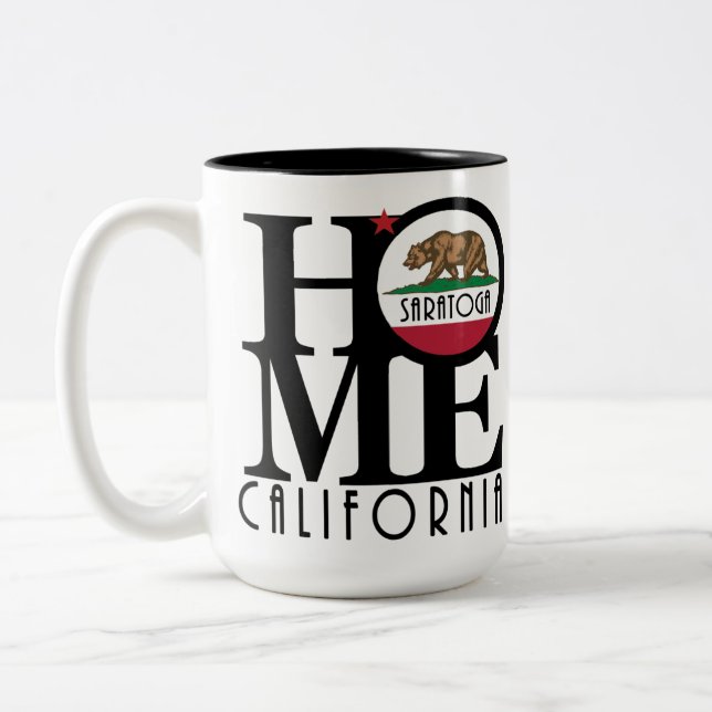Caneca De Café Em Dois Tons HOME Saratoga California 15oz (Esquerda)