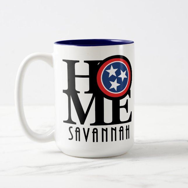 Caneca De Café Em Dois Tons HOME Savannah Tennessee 15oz (Esquerda)