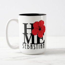 Caneca De Café Em Dois Tons HOME Sebastian 15oz Red hibiscus