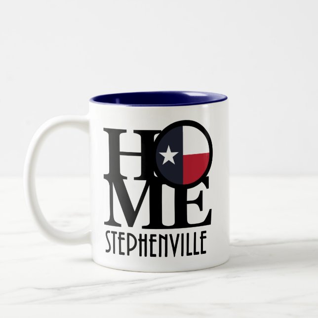 Caneca De Café Em Dois Tons HOME Stephenville Texas (Esquerda)