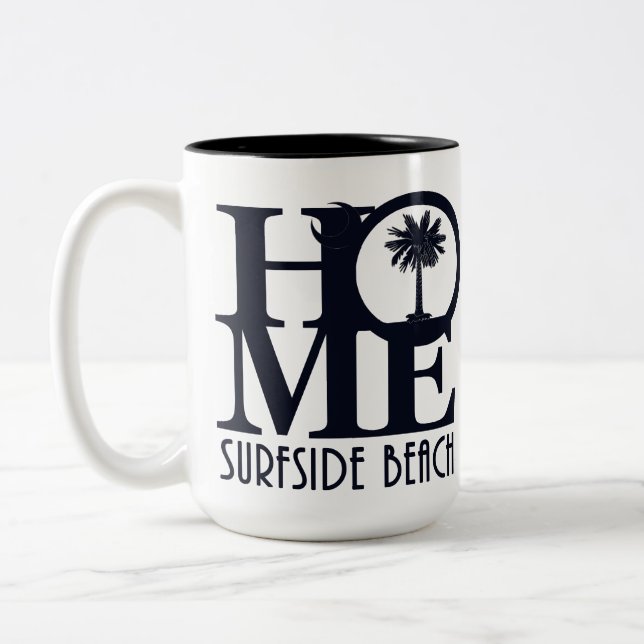 Caneca De Café Em Dois Tons HOME Surfside Beach SC 15oz (Esquerda)