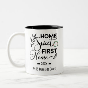 Caneca De Café Em Dois Tons Home Sweet First Home 2021 Endereço Personalizado