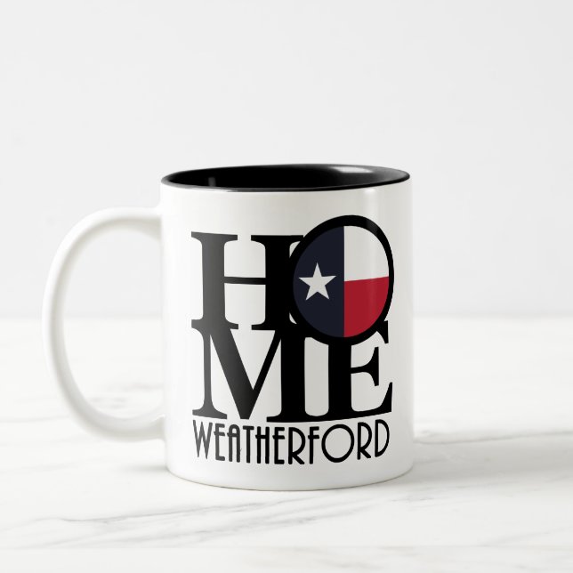 Caneca De Café Em Dois Tons HOME Weatherford Texas (Esquerda)