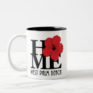 Caneca De Café Em Dois Tons HOME West Palm Beach 11oz Red Hibiscus