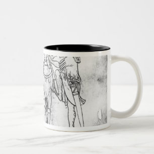 Caneca De Café Em Dois Tons Homem assentado, cavaleiro que monta seu cavalo