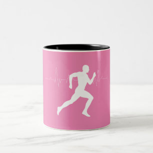 Caneca De Café Em Dois Tons Homem Correndo Silhueta de Corredores sobre Fundo