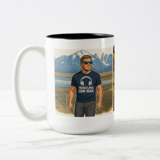 Caneca De Café Em Dois Tons Homem de EDM viajando