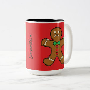 Caneca De Café Em Dois Tons Homem de Pão Triste   Adicione seu nome
