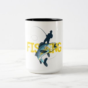 Caneca De Café Em Dois Tons Homem de Pesca