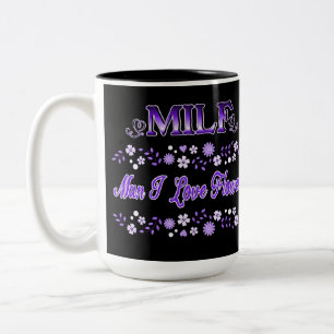 Caneca De Café Em Dois Tons Homem Eu Amo Flores Texto Roxo