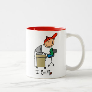 Caneca De Café Em Dois Tons Homem Figura de Pau Surfista da Web
