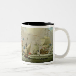 Caneca De Café Em Dois Tons Homem--Guerra britânica e um Sloop, c.1720-30