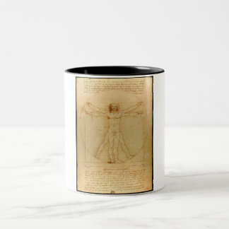 Caneca De Café Em Dois Tons Homem Vitruviano, Leonardo Da Vinci