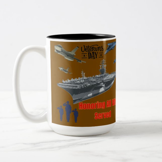 Caneca De Café Em Dois Tons Homenageando o poderoso militar marrom (Esquerda)